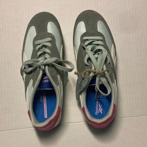 Reebok Light Green and Gray Sneakers with Blue Insole